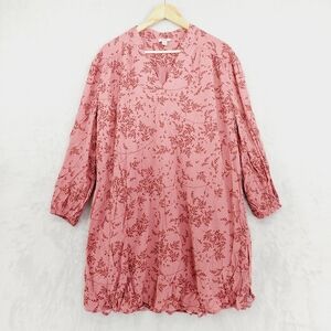 A.n.a Pink Floral print V-neck Long Sleeve Lined Dress P826
